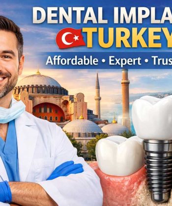 Professional dentist and dental implant model representing dental implants in Turkey