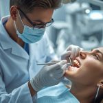 Dentist examining a patient’s teeth in a modern clinic for dental implants in Turkey