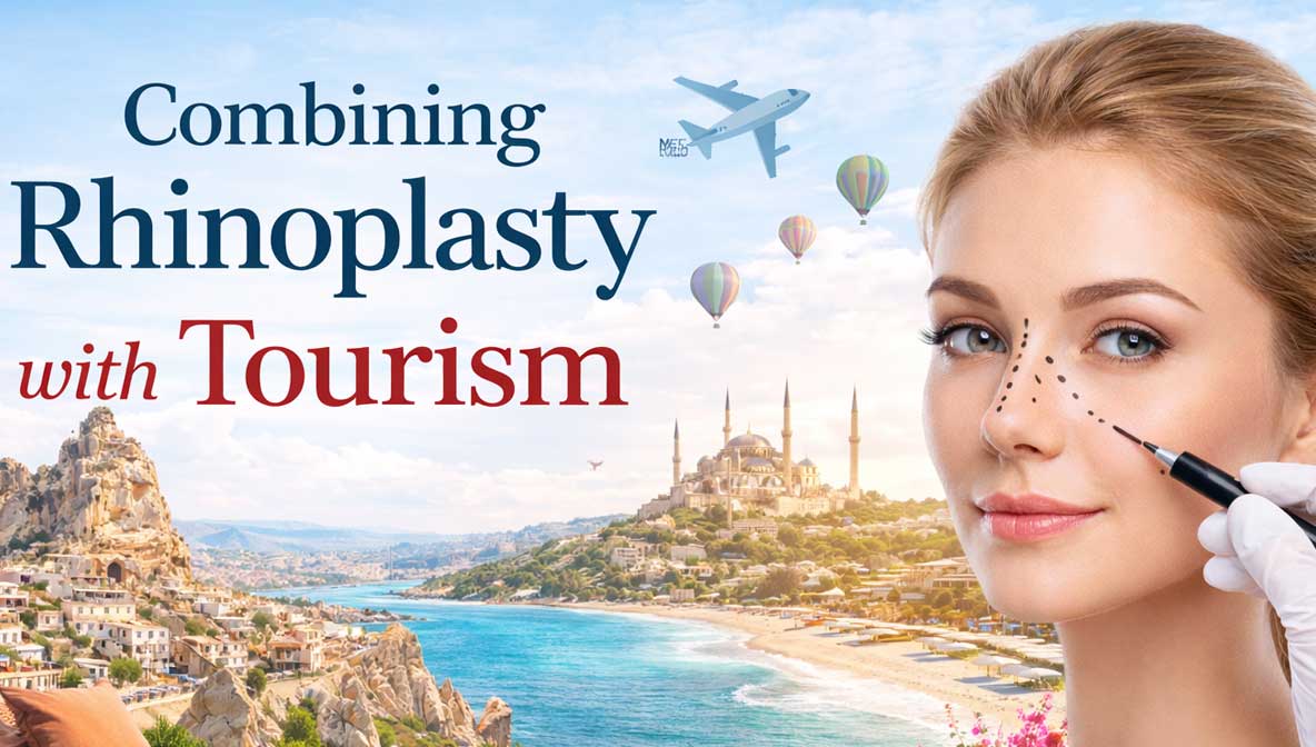 Combining rhinoplasty with tourism in Turkey, featuring aesthetic nose surgery and a recovery experience supported by medical tourism services.